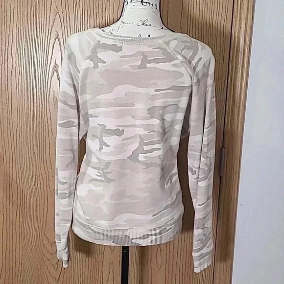 Rails Ramona Cream and Tan Camouflage Military crewneck Sweatshirt - Picture 3 of 3